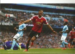 Football Marcus Rashford 12x8 signed colour photo pictured after scoring for Manchester United in