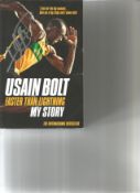 Athletics Usain Bolt signed softback book titled Faster than Lightning My Story signature on