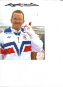 Olympics Eddie The Eagle Edwards signed 8x6 colour photo. Michael Edwards, known as "Eddie the