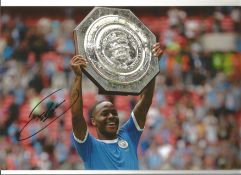 Football Raheem Sterling signed 12x8 colour photo pictured holding The Community Shield. Raheem