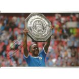 Football Raheem Sterling signed 12x8 colour photo pictured holding The Community Shield. Raheem