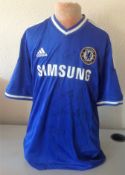 Football Chelsea Home Shirt 2013/14 signed by 11 squad members signatures include Oscar, Salah,