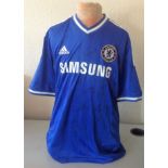 Football Chelsea Home Shirt 2013/14 signed by 11 squad members signatures include Oscar, Salah,