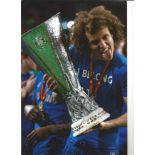 Football David Luiz signed 12x8 colour photo pictured with the Europa League Trophy while with