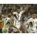 Martin Johnson Signed 2003 England Rugby World Cup 8x10 Photo. Good Condition. All signed pieces