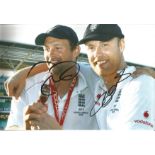 Cricket Andrew Flintoff and Steve Harmison Signed 10 x 8 inch cricket photo. Good Condition. All