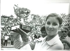 Tennis Chris Evert Signed 12 x 8 inch tennis colour black and white photo. Good Condition. All