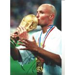 Football Frank Leboeuf signed 12x8 colour photo pictured with the World Cup while playing for