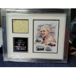 Mike Hawthorn, John and Gordon Cooper signed autograph album page framed and mounted with photo