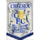 Football Chelsea FC multi signed pennant 14 signatures from Stamford Bridge legends names include