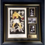 Boxing Muhammad Ali 30x29 mounted and framed print signed in pencil by the Greatest and the artist