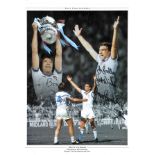 Football Billy Bonds and Trevor Brooking signed West Ham United 1980 Fa Cup Winners colour montage