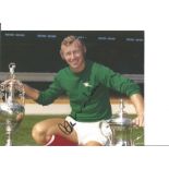 Football Bob Wilson signed 10x8 colour photo pictured with the League Championship Trophy and FA Cup