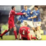 Duncan Ferguson Canvas Everton Signed 18 X 24 inch football photo. Good Condition. All signed pieces