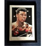 Boxing Muhammad Ali print Titled The Greatest framed and mounted approx 26x19 signed in pencil by