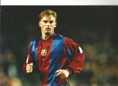 Football Frank De Boer signed 12x8 colour photo pictured in action for Barcelona. Franciscus "Frank"