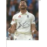 Cricket Jimmy Anderson signed 10x8 colour photo pictured in Test match action for England. James