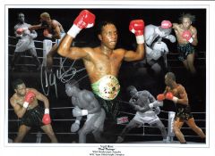 Boxing Nigel Benn signed 16x12 montage photo of the former WBO Middleweight Champion and WBC Super