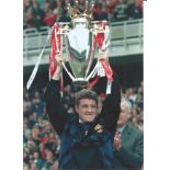 Football Steve Bruce signed 12x8 colour photo pictured lifting the Premier league trophy while