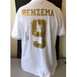 Football Karim Benzema signed Real Madrid home shirt. Karim Mostafa Benzema ( born 19 December 1987)