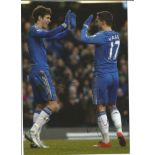 Football Oscar and Eden Hazard signed 12x8 colour photo pictured while playing for Chelsea. Good