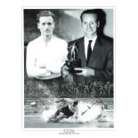 Football Sir Tom Finney signed 16x12 black and white montage photo. Sir Thomas Finney CBE (5 April