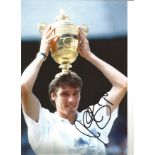 Tennis Michael Stich Signed 12 x 8 inch tennis photo. Good Condition. All signed pieces come with