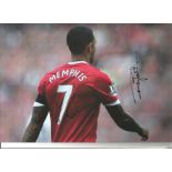 Football Memphis Depay signed 12x8 colour photo pictured while at Manchester United. Memphis Depay (