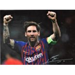 Football Lionel Messi signed 16x12 signed colour photo pictured while playing for Barcelona.