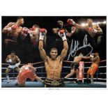 Boxing Anthony Joshua signed 16x12 colour montage photo. Anthony Oluwafemi Olaseni Joshua, OBE (born