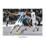 Football Laurent Depoitre signed 16x12 colour enhanced photo pictured scoring for Huddersfield