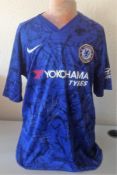 Football Chelsea Home Shirt 2019/20 signed by seven squad members signatures include Barkley, Pedro.