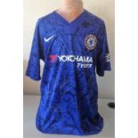 Football Chelsea Home Shirt 2019/20 signed by seven squad members signatures include Barkley, Pedro.