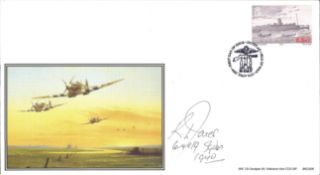 Flt Lt R L Jones signed Spitfire RAF FDC. British Heritage Collections FDC. Isle of Man DDay