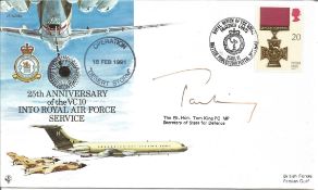 Rt Hon Tom King the Sec Defence signed 1991. 25th ann VC10 cover comm. Operation Desert Storm.