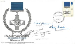 Rare 1990 George Cross 50th Ann RAF cover JSCC46. Odette Hallows GC, Harry Errington GC, LT Cdr H