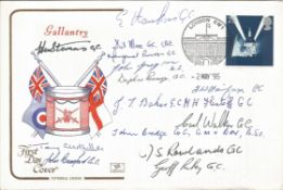 George Cross multiple signed 1995 Gallantry cover. Signed by 14 GCs. Rare Richard Moore GC, John