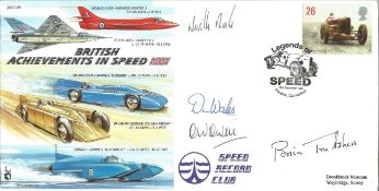 Brian Trubshaw, Don Wales, Owen Owen, Neville Duke signed 1988 British Achievements in Speed. JS2259