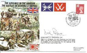 Brigadier L F Richards signed The Advance in the Arakan, The Battles of Kohima & Imphal Joint