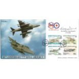 King Hussein of Jordan signed 1998, 80th ann RAF cover flown by Harrier. Only 250 issued. Good