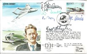Luftwaffe aces WW2 multiple signed John Derry Test pilot cover. Inc Achgelis, Wilcke, Kindermann.