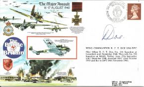 Wg Cdr Bob Doe DSO DFC WW2 BOB pilot signed 1990, 50th ann Battle of Britain RAFA series cover. Good