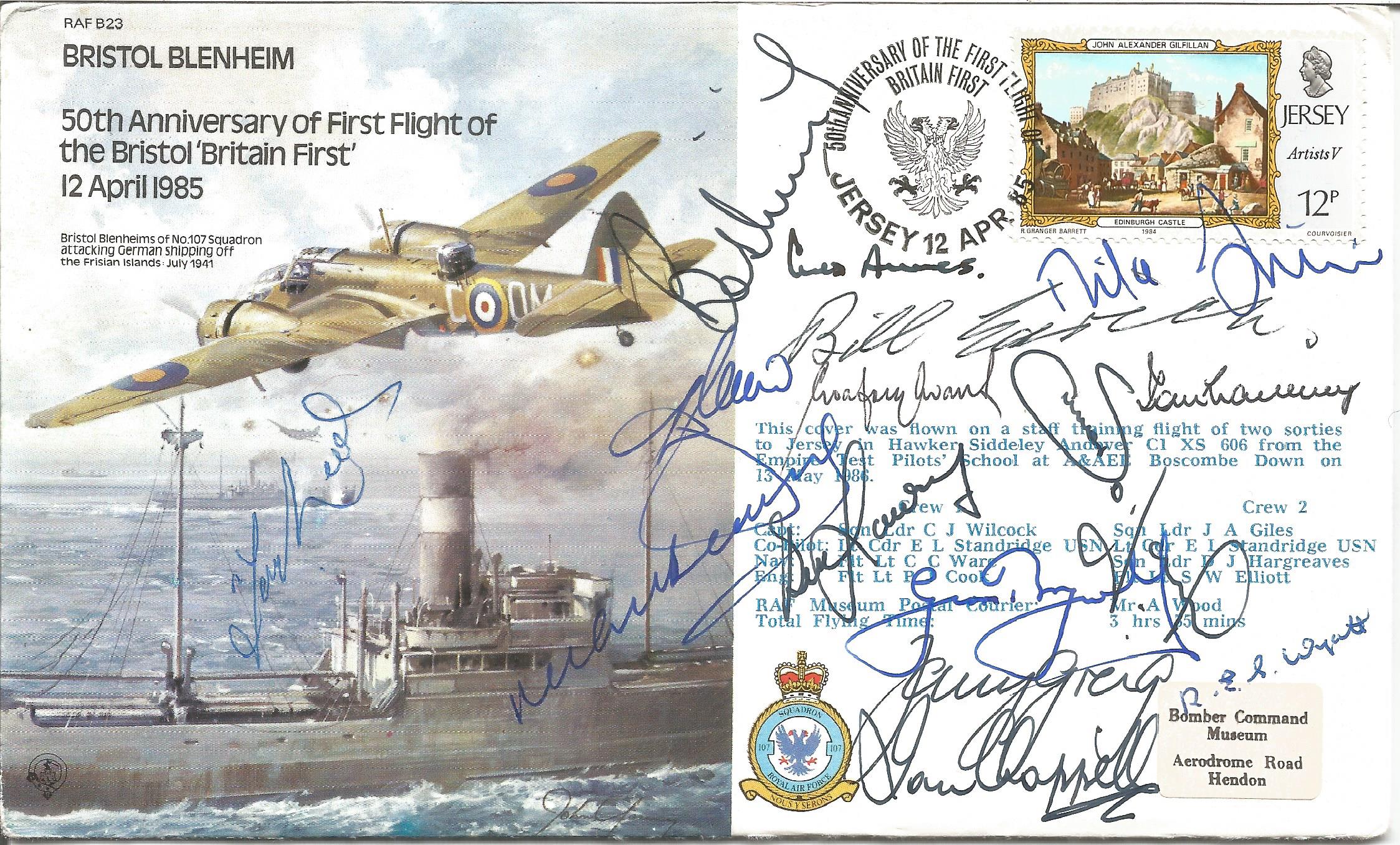 Multiple Cricket legends signed RAF bomber cover. Bristol Blenheim 50th Anniversary of the First