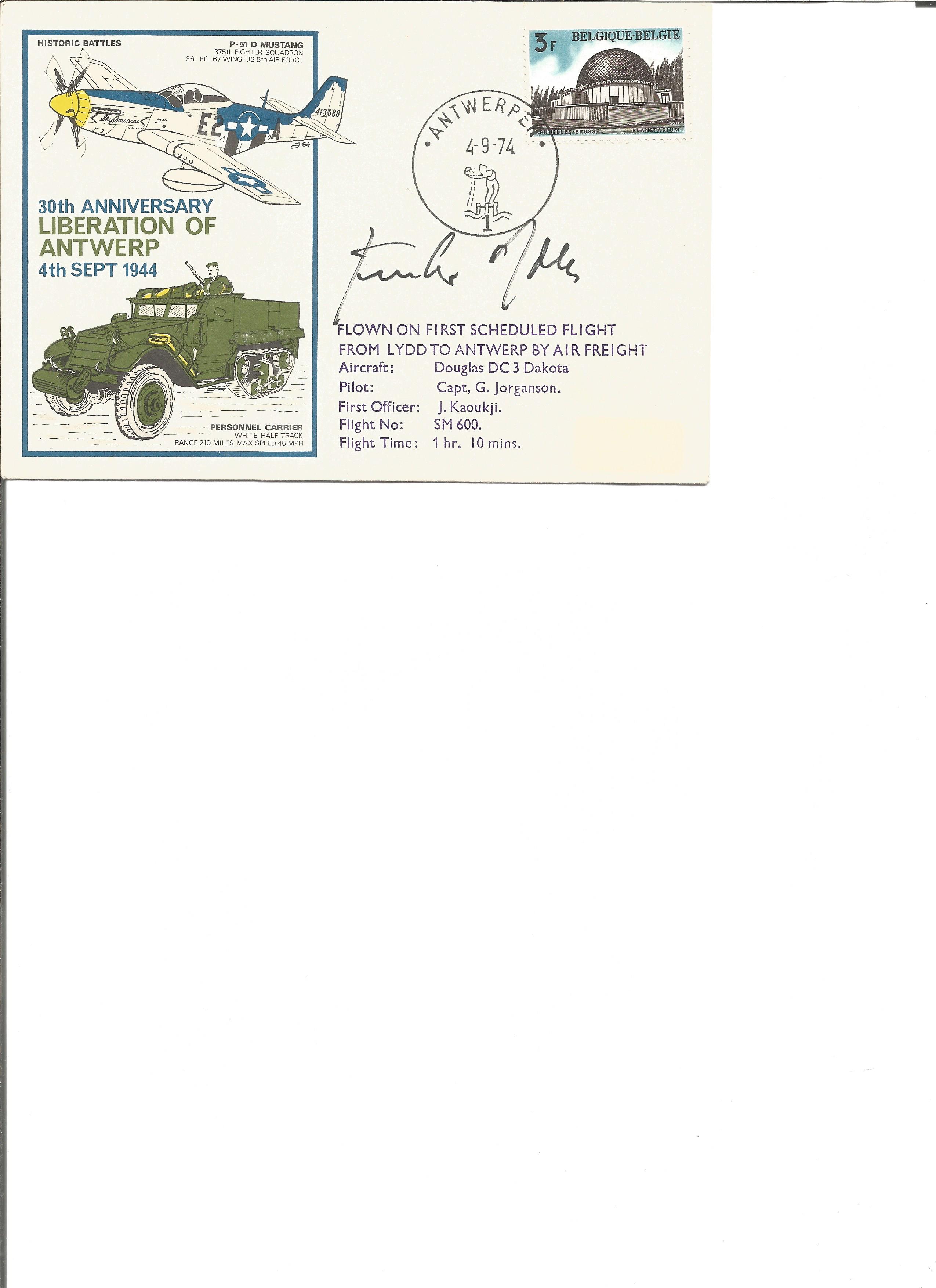 WW2 Luftwaffe ace Gunter Rall KC signed 30th ann Liberation of Antwerp Historic Battles cover