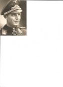WW2 Luftwaffe ace Herbert Ihlefeld signed 4 x 2 inch b/w vintage portrait photo. Good Condition. All