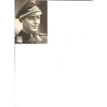 WW2 Luftwaffe ace Herbert Ihlefeld signed 4 x 2 inch b/w vintage portrait photo. Good Condition. All