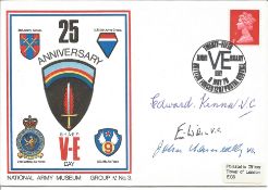 Edward Kenna VC, John Kenneally VC, and Eric Wilson VC signed 25th Anniversary VE Day cover.