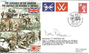 Brig Dicky Richards signed 50th ann cover Advance in the Arakan comm. Battles of Kohima and