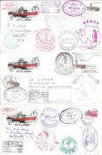 3 envelopes posted at sea collection. Illustrated covers, with numerous cachets and postmarks.