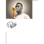 Pele Signed Page With Brazil 5x7 Photo. Good Condition. All signed pieces come with a Certificate of